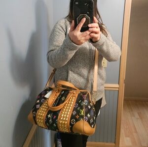 Auth louis vuitton Courtney Multicolor Pm / Mm Black